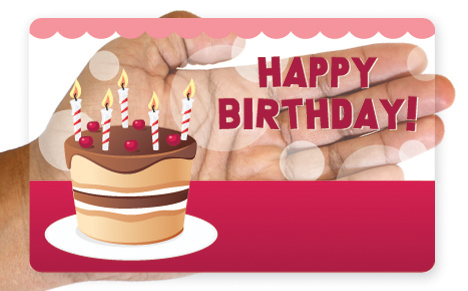 Clear birthday cake gift card design