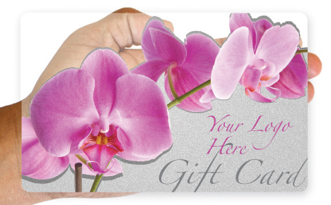 Clear plastic pink orchid gift card design