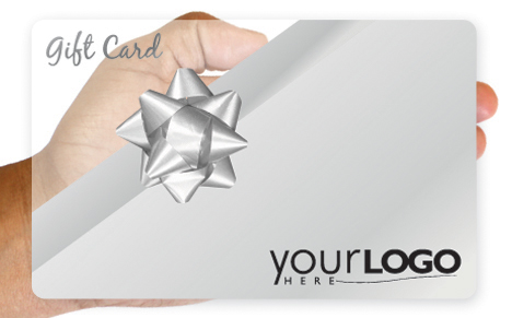 Clear gift card design with silver bow