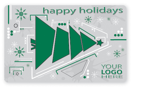 Happy holidays Christmas tree gift card design