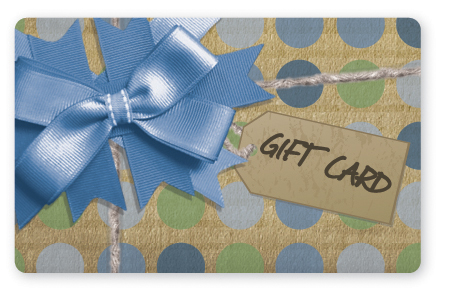 Craft paper gift card design with blue bow