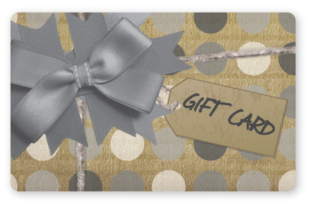 Craft paper gift card design with silver bow