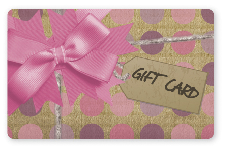 Craft paper gift card design with pink bow