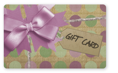 Craft paper gift card design with lavender bow