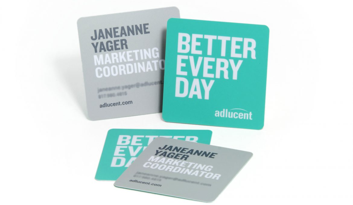ADLUCENT THINKS OUTSIDE THE BOX WITH SQUARE BUSINESS CARDS