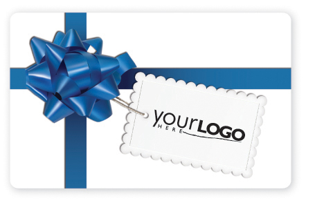 Gift card design with blue bow