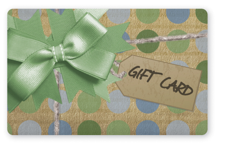 Craft paper gift card design with green bow